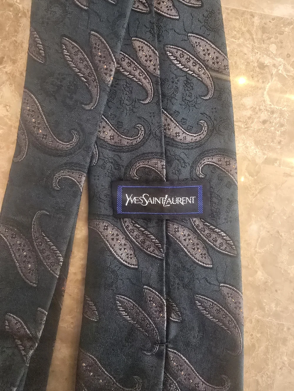 Vintage Yves Saint Laurent Navy Paisley Silk Tie